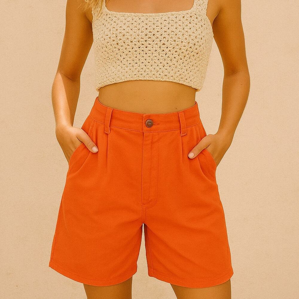 Vintage 90s Duckhead Orange High Waist Shorts Women XS/S Retro Preppy